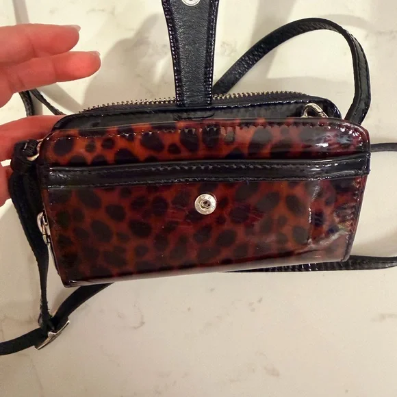 Brighton Animal Print Crossbody Wallet with Black Trim - LIKE NEW! - Picture 5 of 13